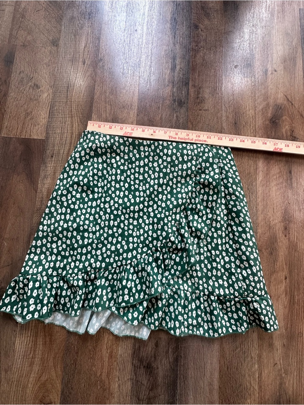 SHEIN Green Floral Ruffle Hem Mini Skirt